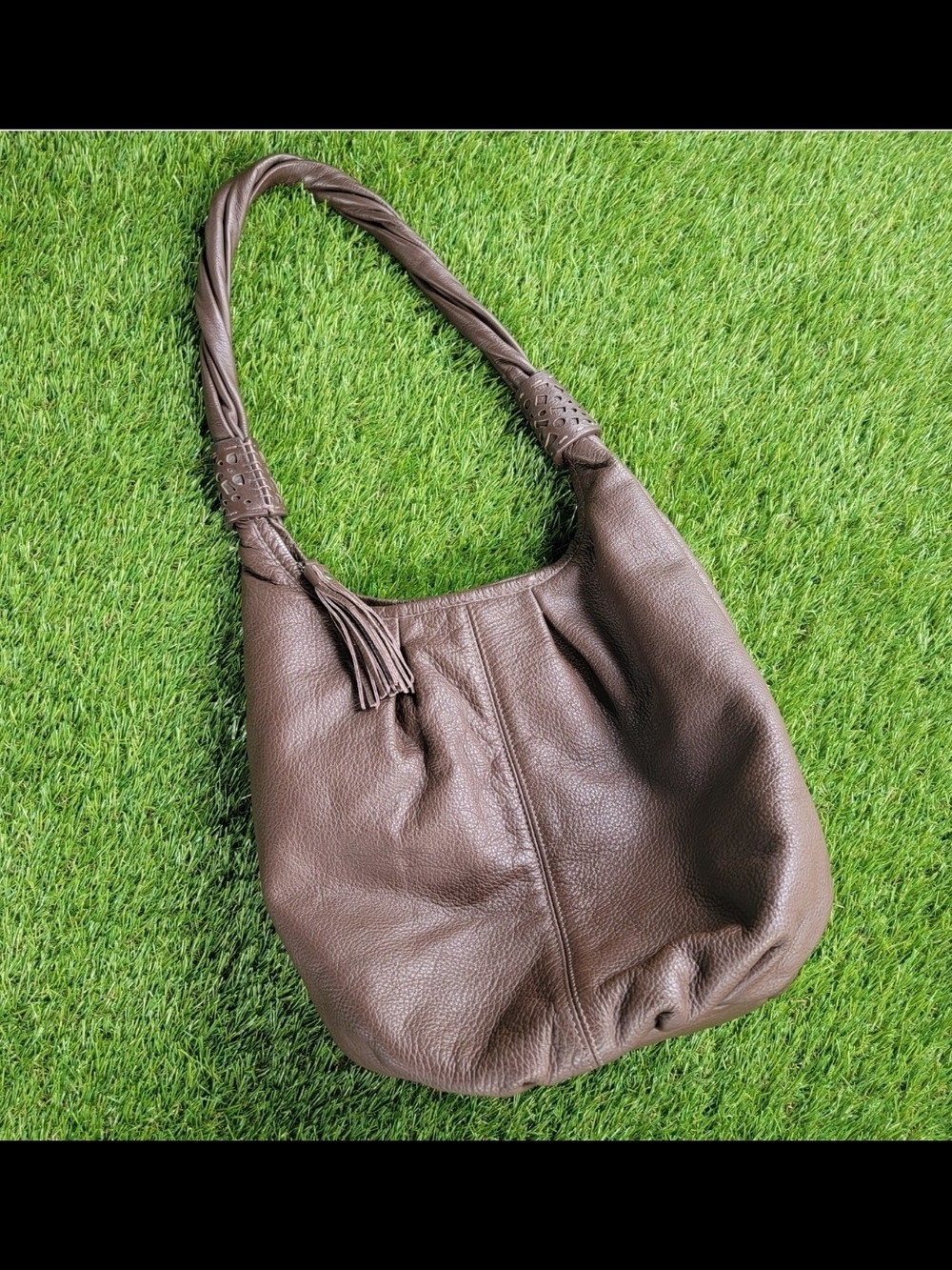 Coldwater Creek Brown Leather Shoulder Hobo with Braided Strap